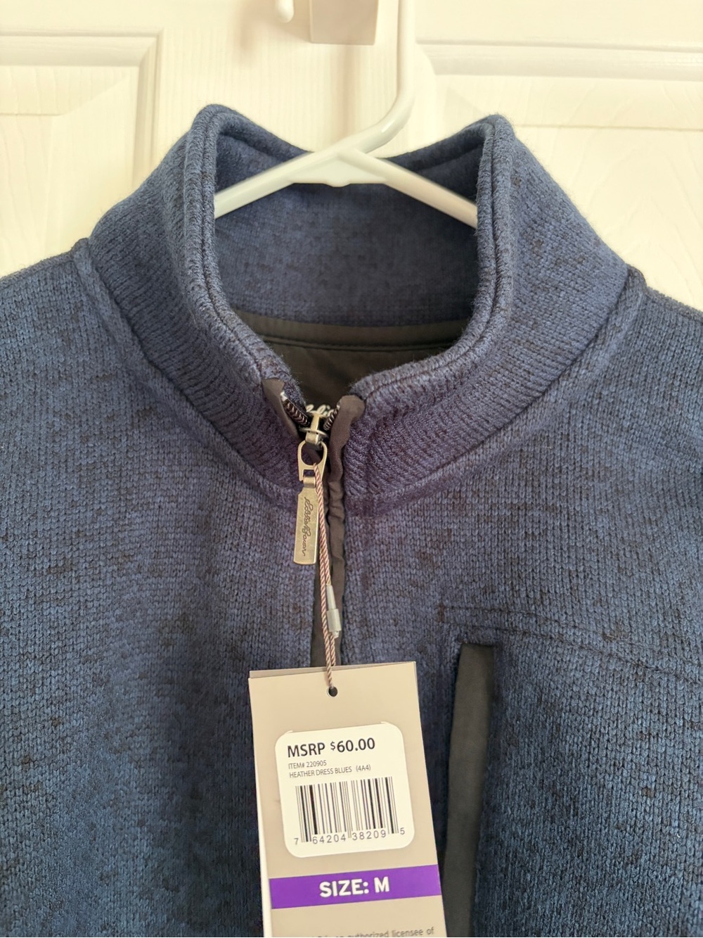 Eddie Bauer Men's Woodlands 1/4 zip -Zip Pullover in heather dress blues NWT